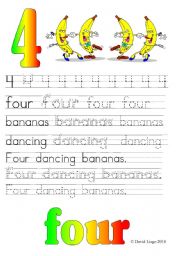 English Worksheet: Know Your Numbers 4, 5 and 6: colour and B & W (six worksheets)