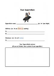 English worksheet: Make A Supervillain