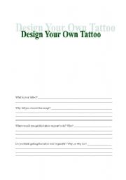 English worksheet: Design a Tattoo Worksheet