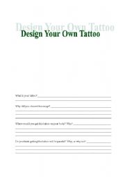 English Worksheet: Design a Tattoo Worksheet