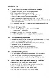 English worksheet: Grammar Test