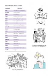 English worksheet: Hospital: wards abbreviations and acronyms