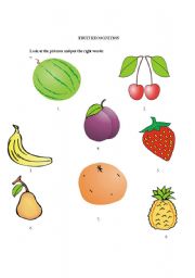 English worksheet: Fruit recognition