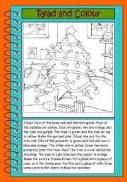 English Worksheet: Christmas read and colour
