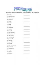 English Worksheet: Pronouns (Changing from Singular to Plural) 2/2