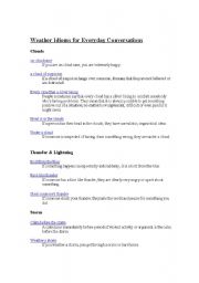 English Worksheet: Weather Idioms for Everday use