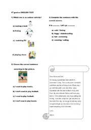 English worksheet: weather conditions test