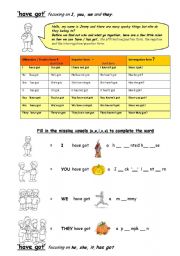 English worksheet: Have Has Got plus Personal Pronouns Haloweenish ooooooo