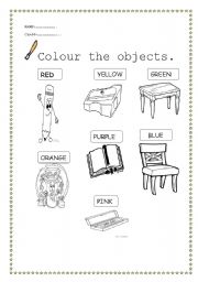 classroom objects and colours