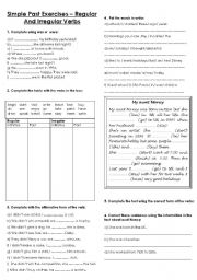 English Worksheet: Great  practice of regular and irregular verbs in simple past