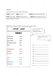 English worksheet: Food and prices