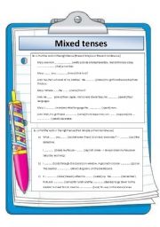 English Worksheet: Present & Past Simple and Continuous