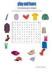 English Worksheet: WORDSEARCH  DRESS