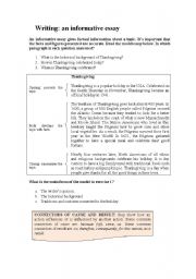 English Worksheet: Writing strategies: An Informative Essay