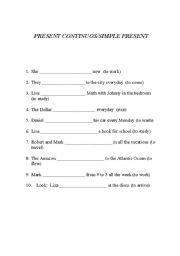 English Worksheet: Present Continuous & Simple Present