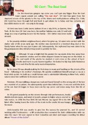 English Worksheet: 50 Cent: The Real Deal