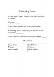 English worksheet: Estimating Beans