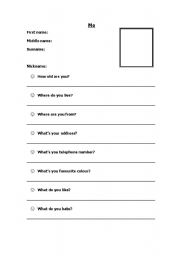 English worksheet: Me (profile)