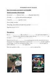 English Worksheet: superhero movie trailer 