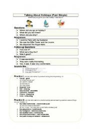 English Worksheet: Talking About Holidays (Past Simple)