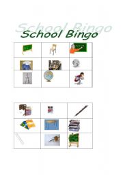 English worksheet: School bingo