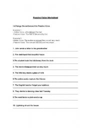 English worksheet: passive voice worksheet