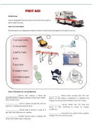 English Worksheet: Hostpital: first aid