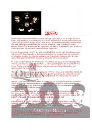 English Worksheet: A reading passage (rock group QUEEN)