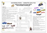 English Worksheet: Describing people - character