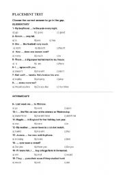 English Worksheet: PLACEMENT TEST