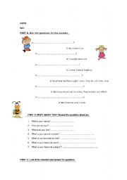 English Worksheet: revision for elementary