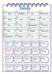 English Worksheet: Family