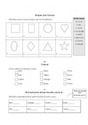 English Worksheet: Shapes and Colors