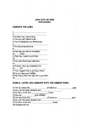 English worksheet: Look into my eyes Outlandish