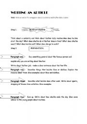 English worksheet: article writing