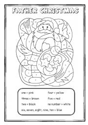 English Worksheet: Read and colour Father Christmas