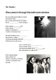 English Worksheet: A song -She came in through the bathroom window- by The Beatles