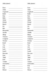 English Worksheet: Make plurals