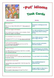 Put Idioms : Task Cards