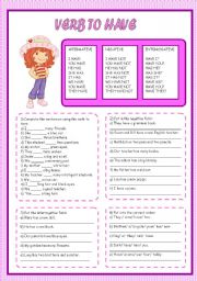 English Worksheet: VERB TO HAVE