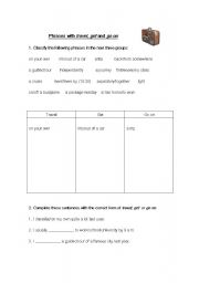 English worksheet: taveling expressions