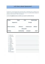 English Worksheet: Synonyms