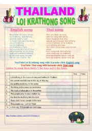 English worksheet: Loi Krathong song