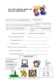 English Worksheet: Do you know how to___?