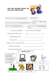 English worksheet: Do you know how to___?