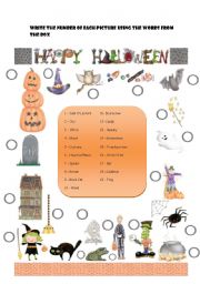 English Worksheet: Halloween Matching Vocabulary