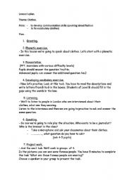 English worksheet: lesson Clothes