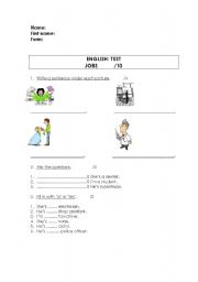 English worksheet: Test about jobs 
