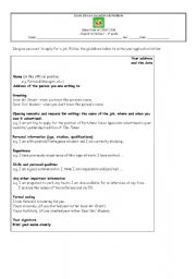English Worksheet: Application Letter