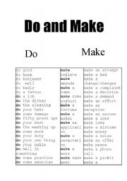 English Worksheet: Do & Make